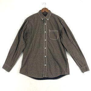 Pelham Men's Size X-Large Brown Blue Printed Long Sleeve Button Down Shirt